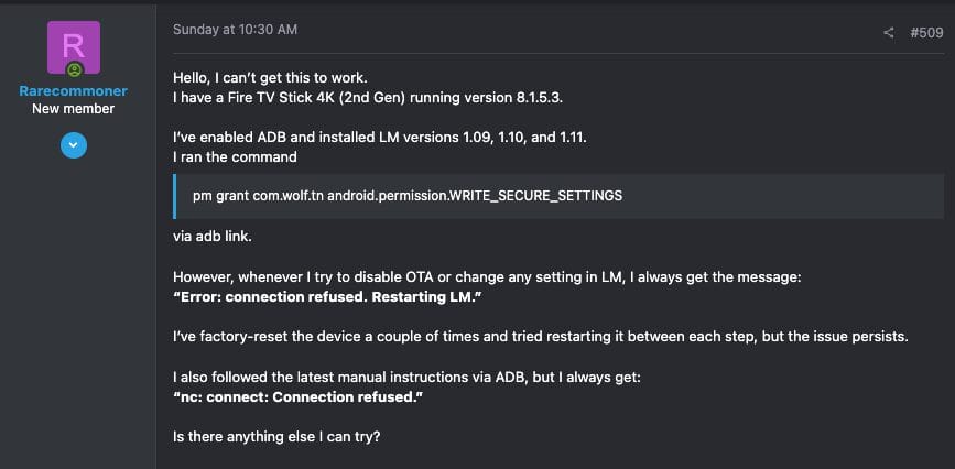 Post from Fire TV User on XDA Forums