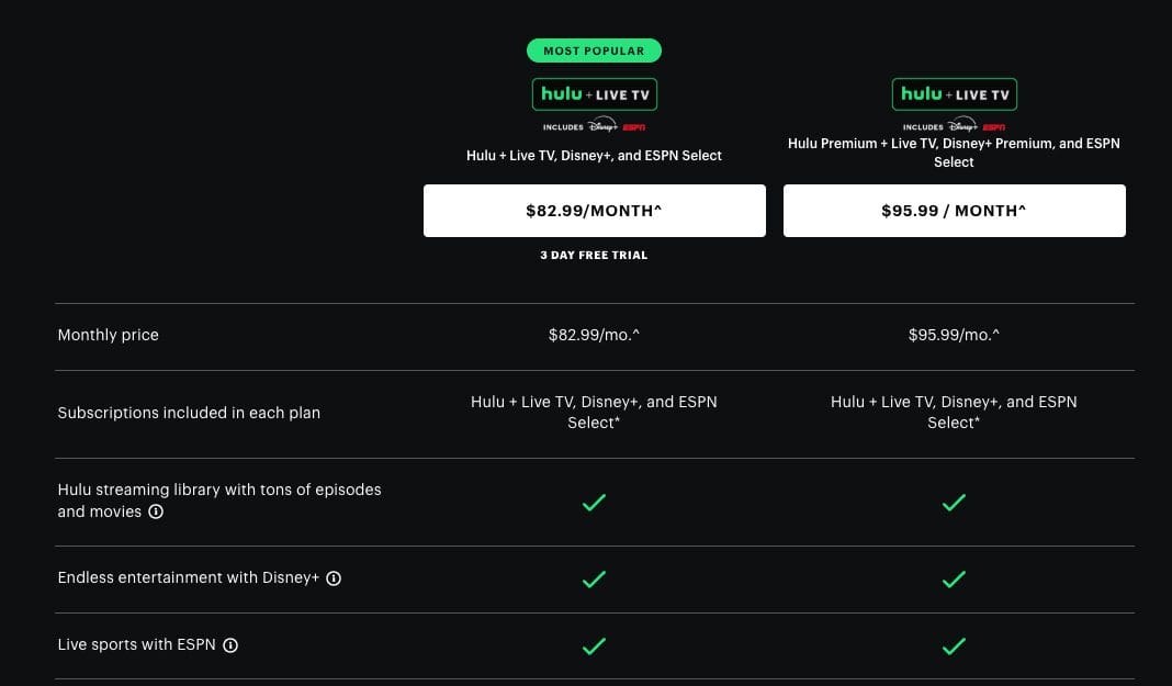 Hulu Live TV Website