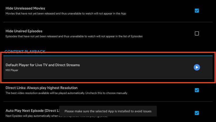 External Video Player Capabilities