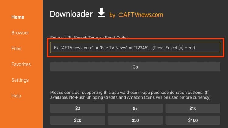 select the url menu bar