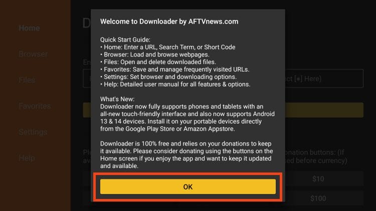 click ok in downloader