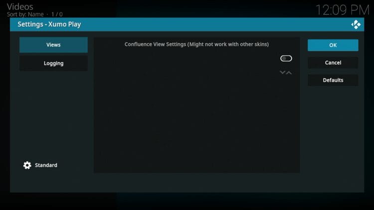 When launching this add-on for the first time the Settings menu will appear. Just click OK.