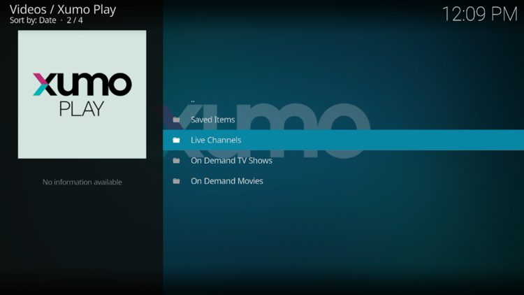 You have successfully installed the XUMO Play add-on!