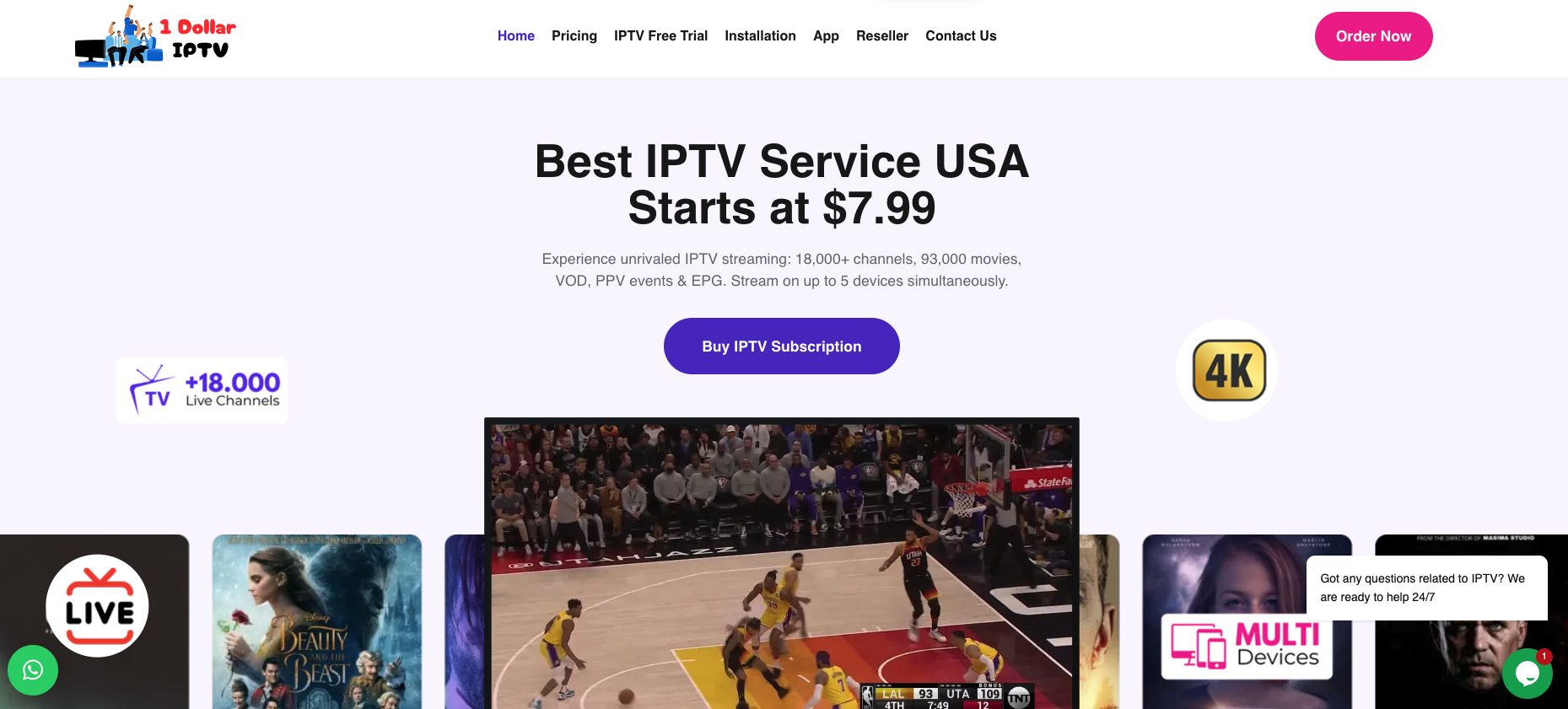 1 Dollar IPTV Website