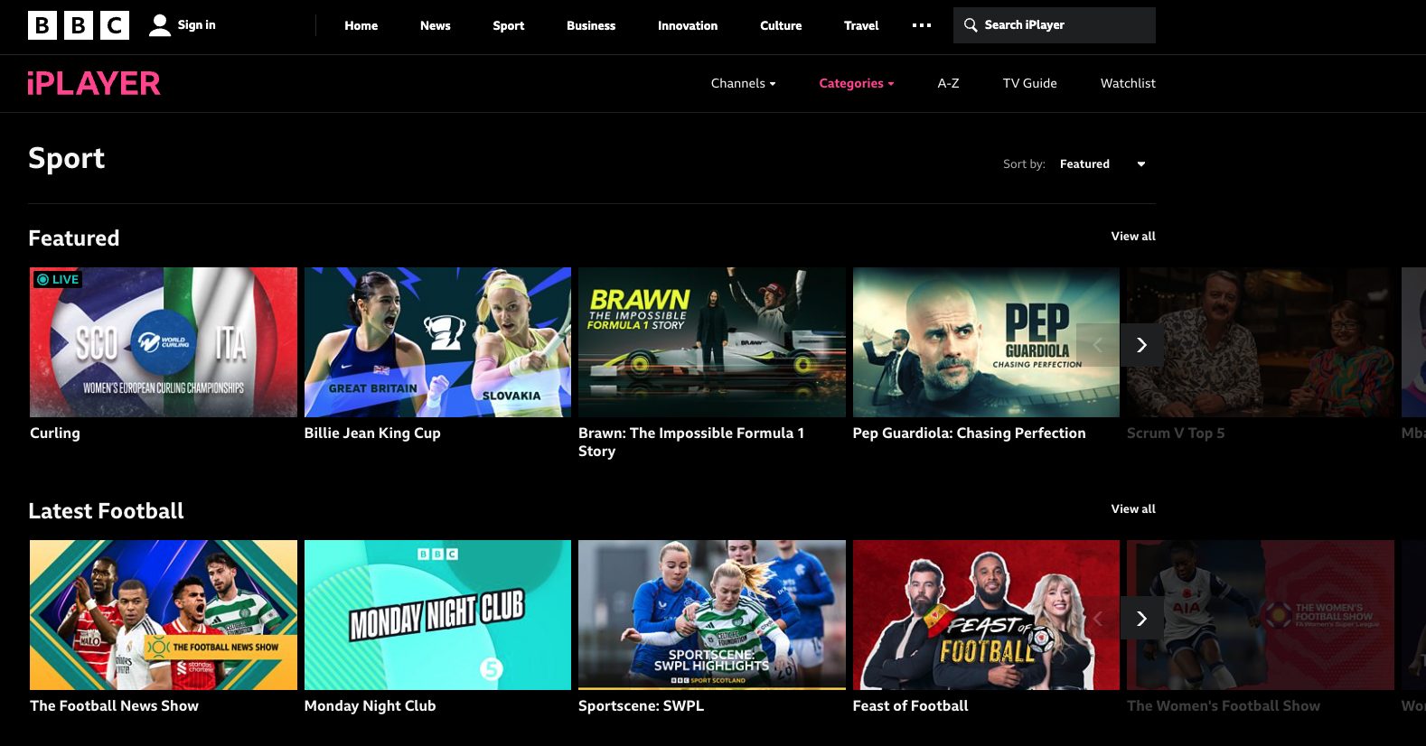 BBC iPlayer Website