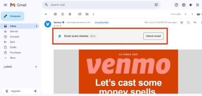 click the email scam checker
