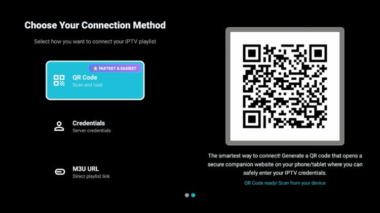 Choose Your Connection Method Screen