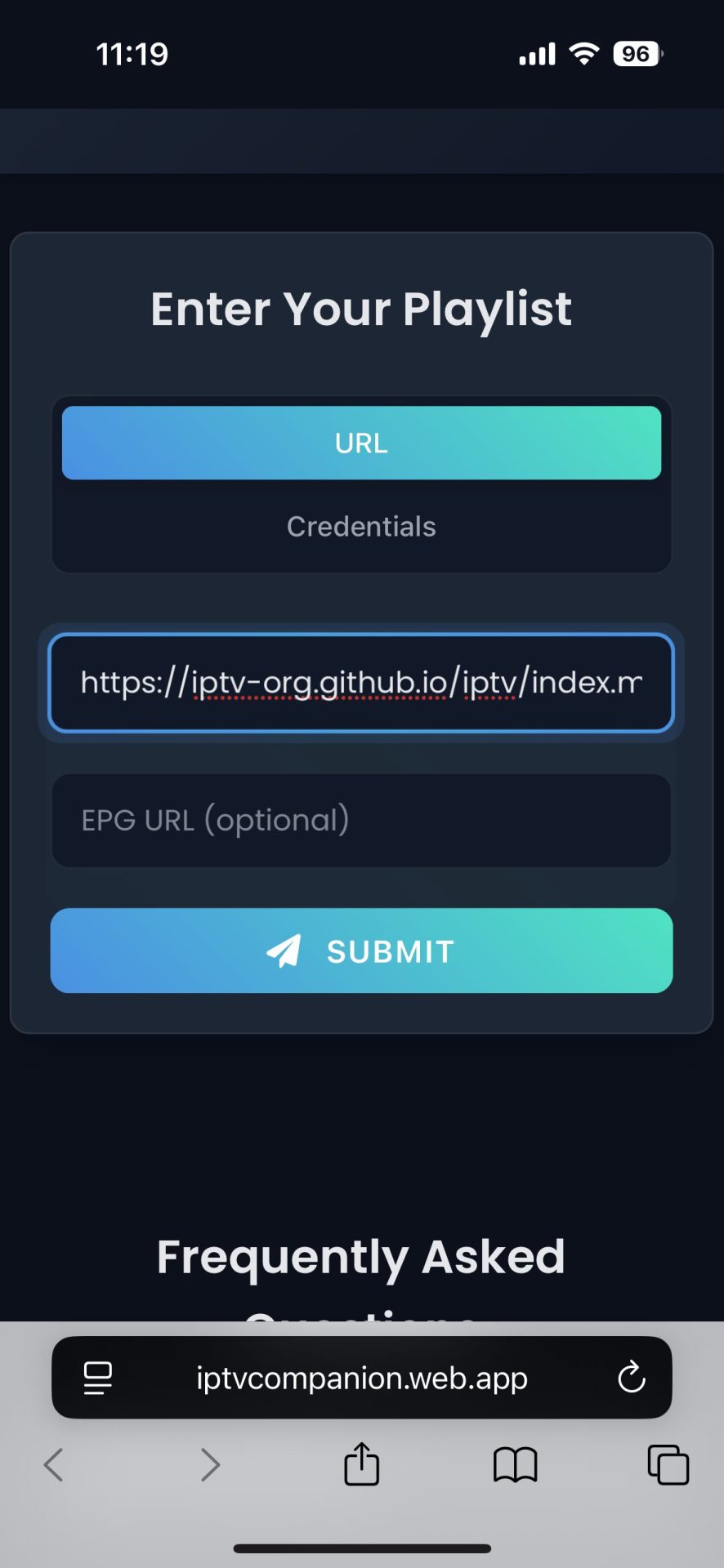 We scanned the QR Code on our phone that way we could copy/paste a long M3U URL instead of typing it out manually on our Firestick.