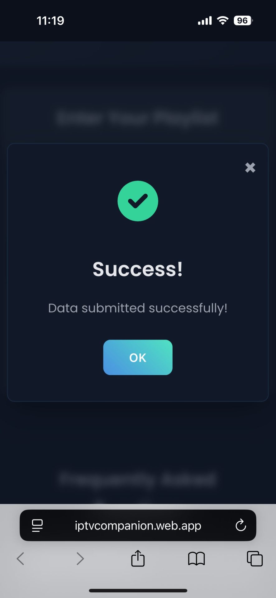 If the M3U URL is entered correctly you should get a success message. Then click OK.