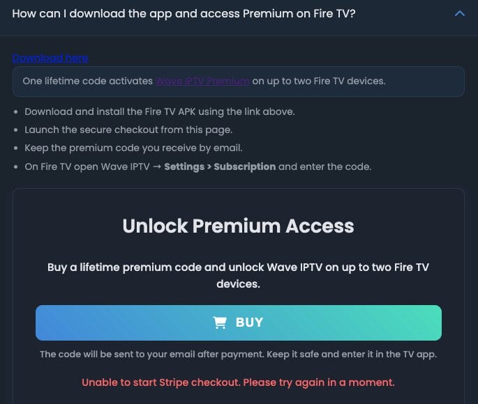Purchasing Wave IPTV Premium