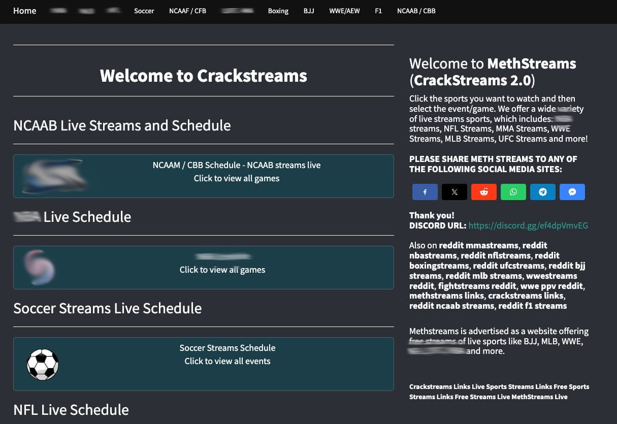 Unverified Sports Streaming Website