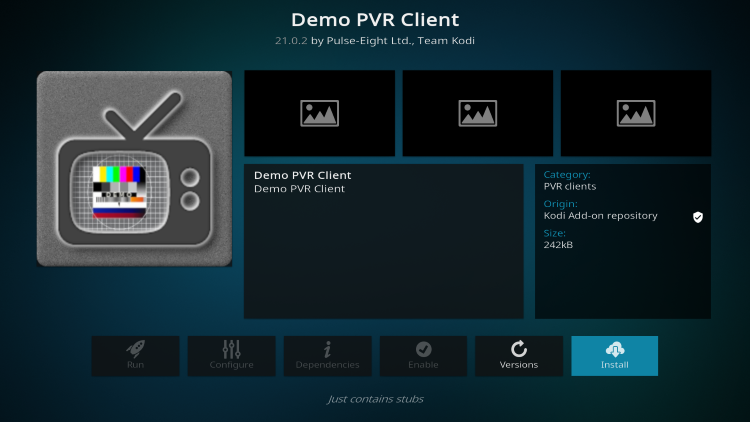 Demo PVR Client for Kodi IPTV
