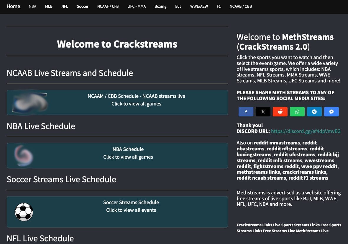 Methstreams Original Website