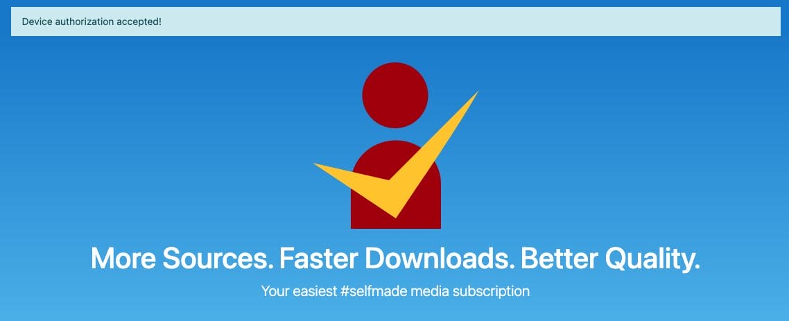 You should then see a message that says 'device authorize accepted!'