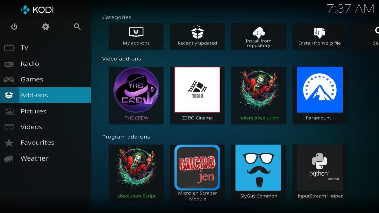 select add-ons to update