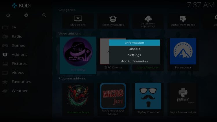 long press and choose information
