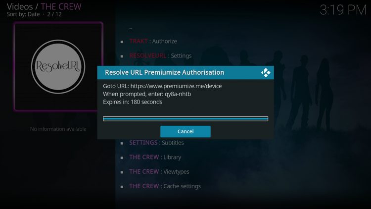 An authorization code will appear. Write this down for the next step.