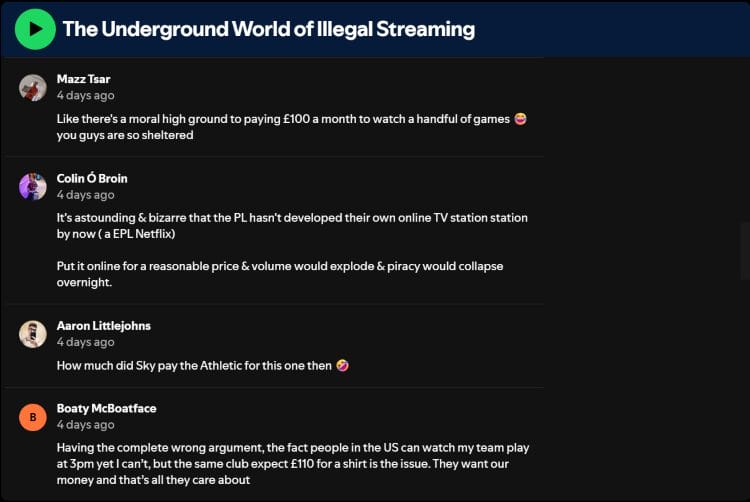 Underground World of Illegal Streaming Comments