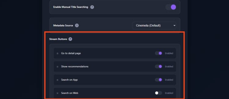 adjust settings in more like this stremio addon