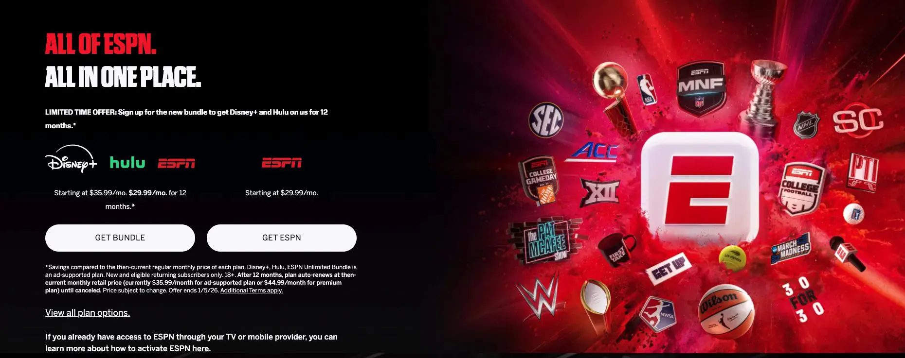 ESPN Plus Website