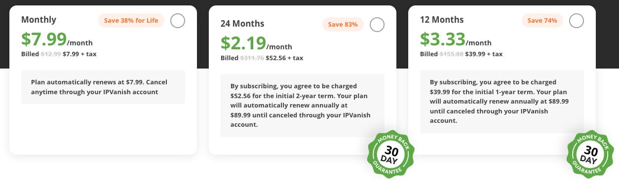 IPVanish VPN Plans