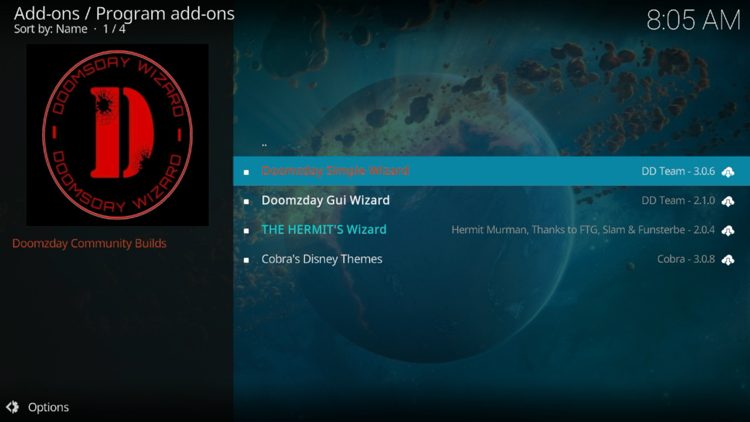 Open the Doomzday Simple Wizard.