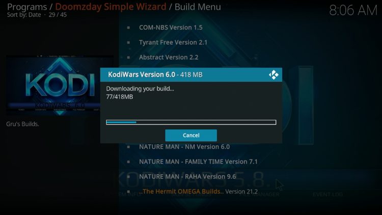 Wait for your build to download.