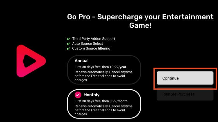 pay for your account