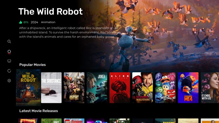 Home screen of Debrid Stream