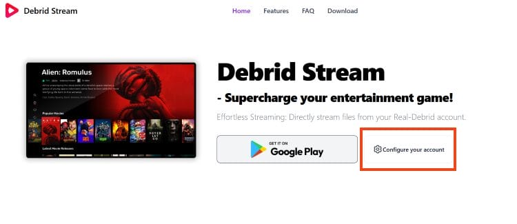 click configure your account