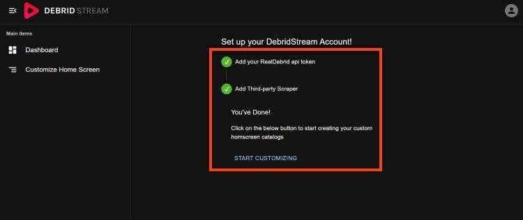 click start customizing