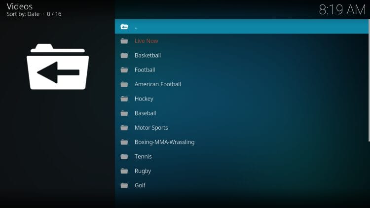 StreamedEZ Kodi interface