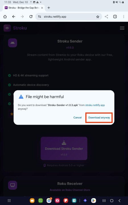 choose download anyway