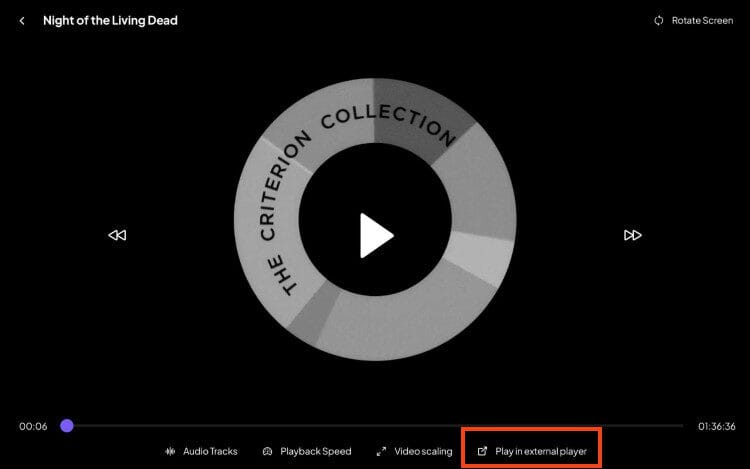choose play in external player