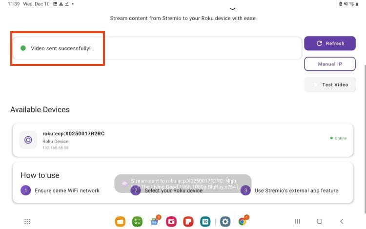 you will see success message