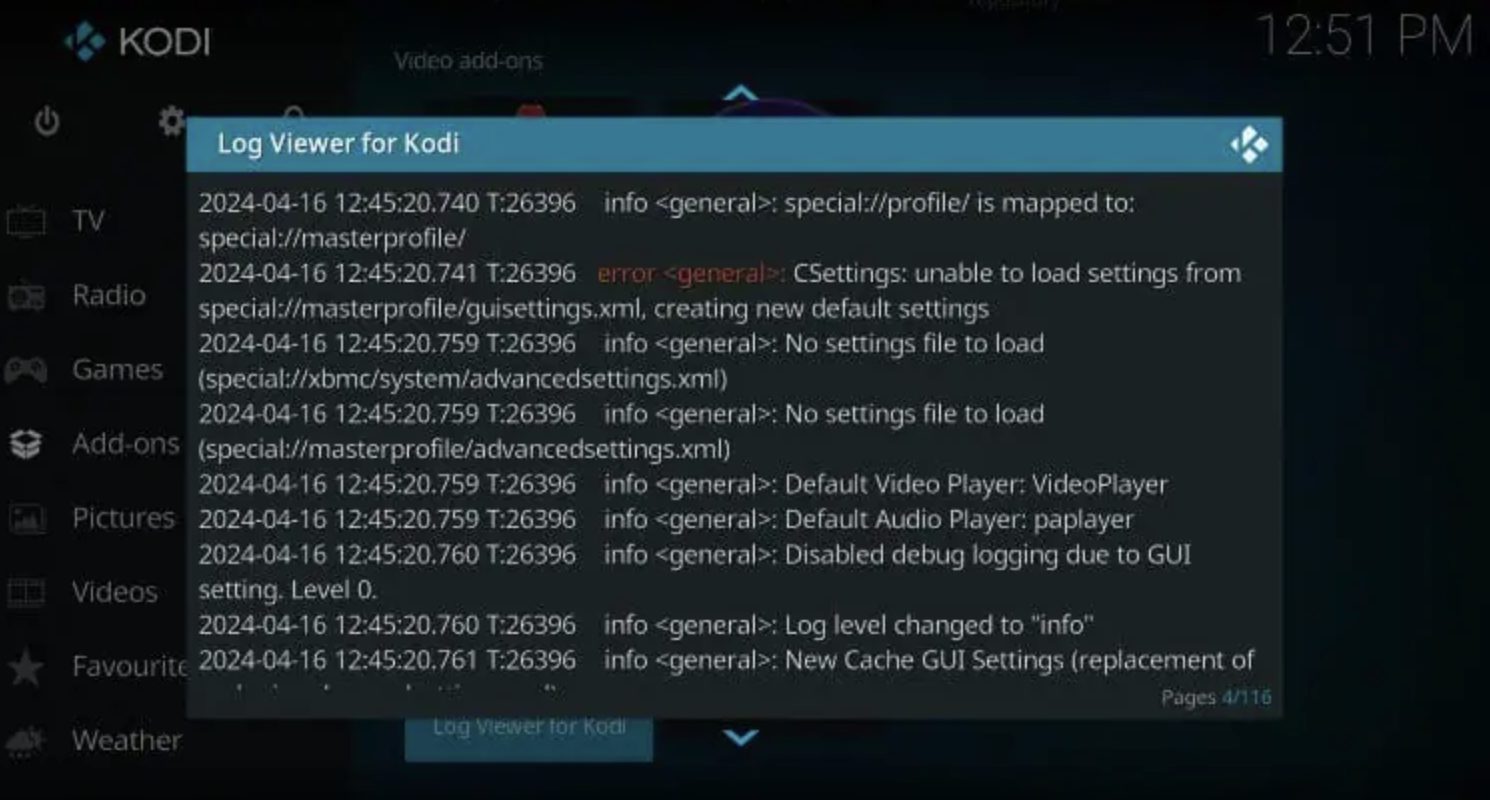 Checking the Kodi Log for Errors