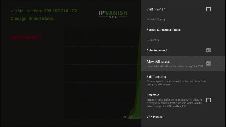 Allow LAN access when turned on will not route local are network traffic through the VPN.
