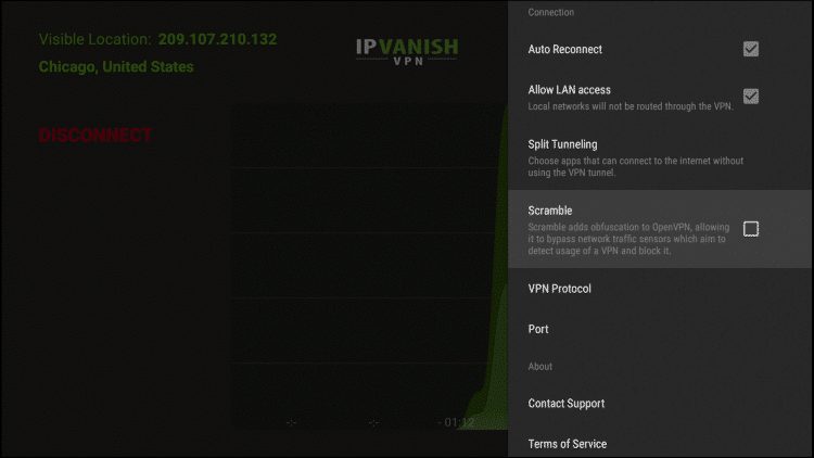 Scramble adds obfuscation to OpenVPN which may allow it to bypass Websites or services that block VPNs.
