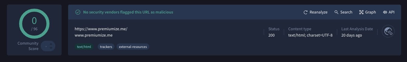 Premiumize VirusTotal Scan