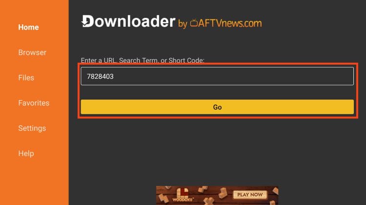 input downloader code for piqotv and click go