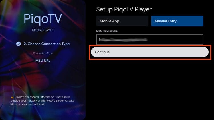 input m3u or xtream code