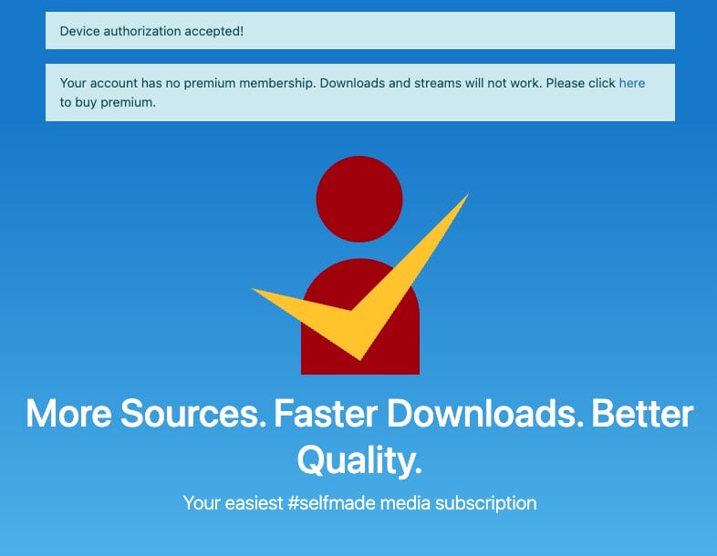 You should then see a 'device authorize accepted!' message.
