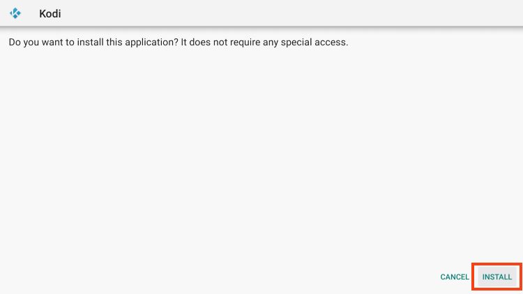 click install for kodi on firestick