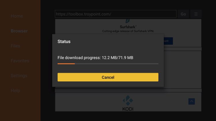 wait for kodi to download