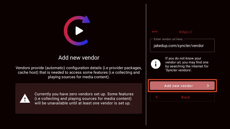 click add new vendor