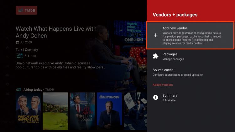 choose add new vendor