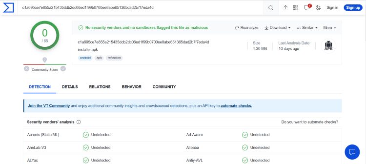 syncler virustotal scan