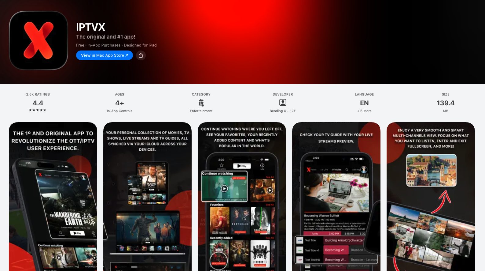 IPTVX in the Apple App Store