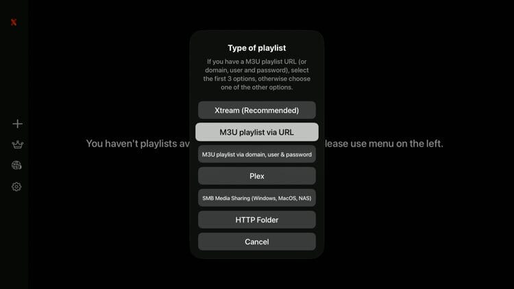 Then choose your preferred IPTV login method.