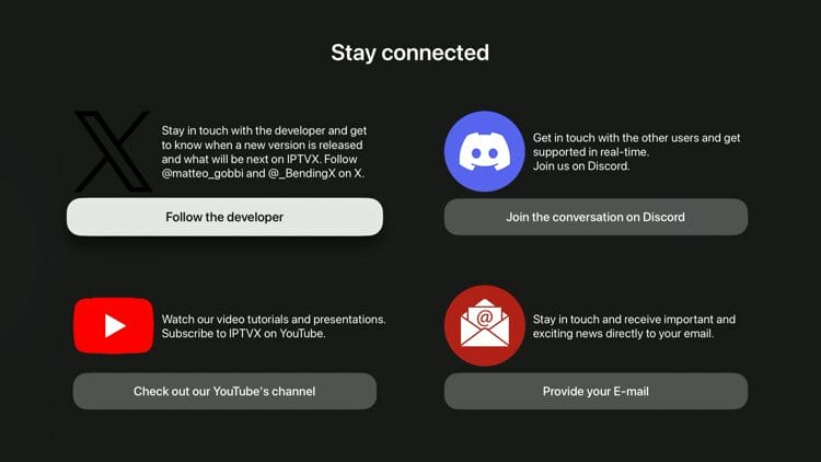 After the IPTVX app launches just click the back button on your remote when this screen appears.